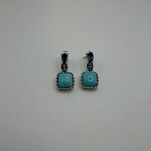 925 Sterling Silver Sleeping Beauty Turquoise Blue Topaz Earrings Dangle NEW